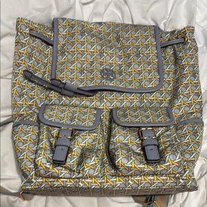 Tory Burch Geometric Pattern Backpack - Gray and Yellow